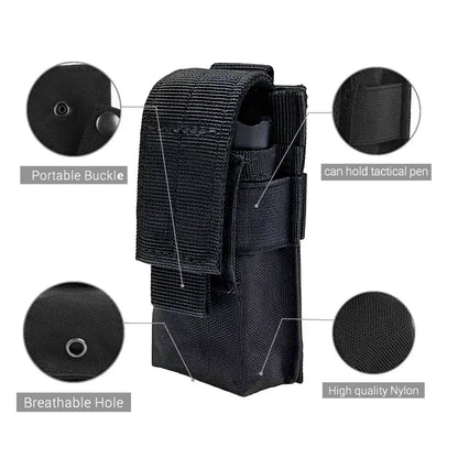 Pouch Waterproof Nylon Battery Bag Molle Attachment Tactical Vest Pocket Flashlight Holde