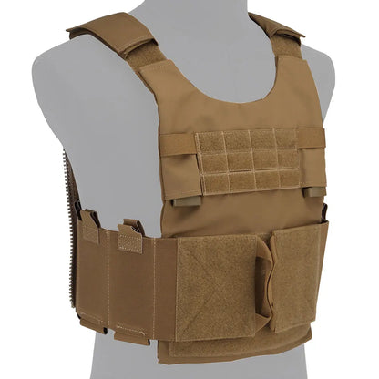 Wosport LV-119 Tactical Vest Cordura Plate Carrier 6 Quick Access Pouches 2.5 Inch Buckle Rear Zipper for Airsoft Outdoor Games