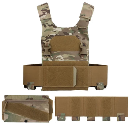Tactical AC-1 Lightweight Vest Plate Carrier Set with Triple Magazine Elastic Pouch, Candy Storage Hunting Bag, 2.5cm Buckle