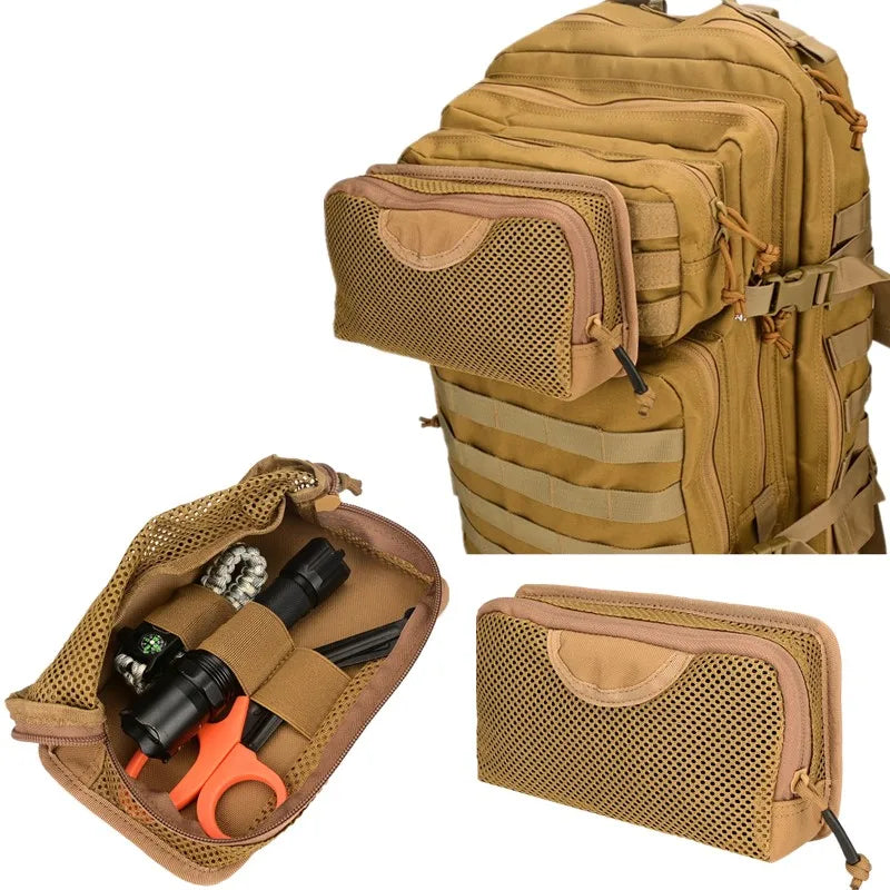 Tactical Backpack Bag Insert Modular Organizer Hook Fasteners Mesh Pocket Utility Admin Pouch Hunting Nylon Zipper Closure