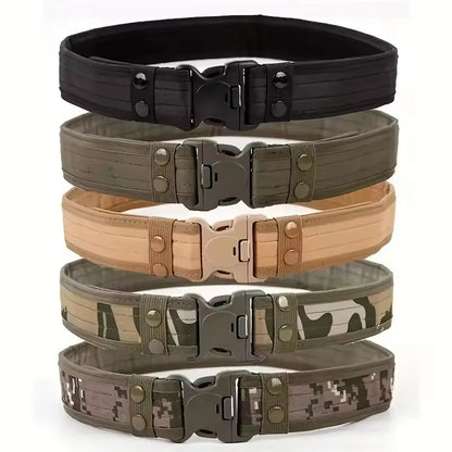 New Style Men's Quick-Release Tactical Belt - Outdoor Camouflage Nylon Wide Waist Belt for Mountaineering, Hiking, Work, Fishing