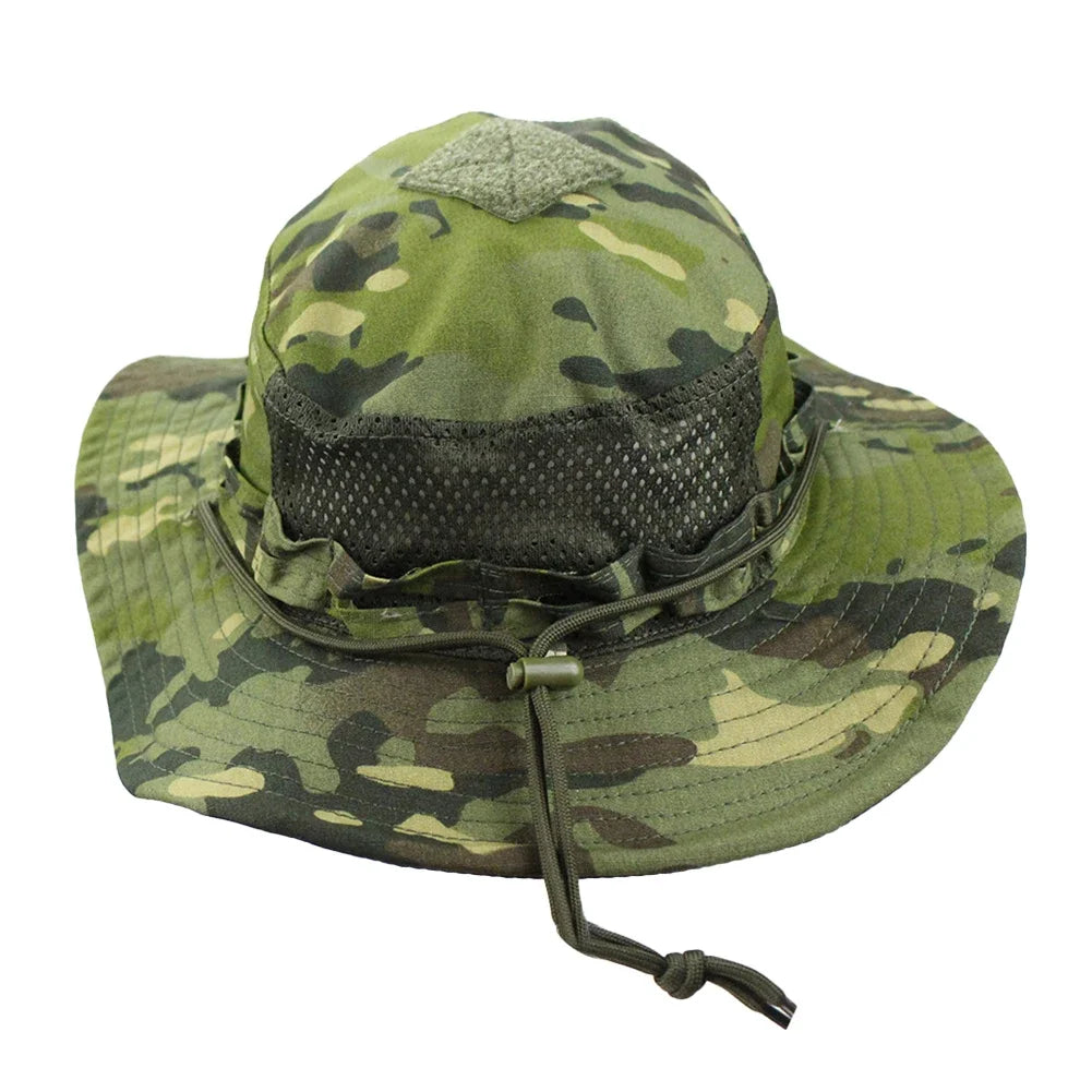 Camo Outdoor Enthusiasts Square Pocket Bonnie Cap Outdoor Bucket Benny Hats Fishing Hiking Outdoor Sun Caps