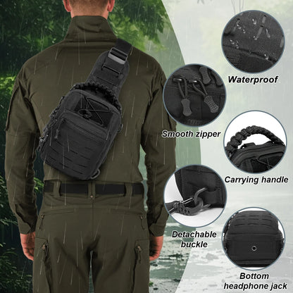 Tactical Sling Bag with Gun Holster Concealed Carry Pistol Bag Crossbody Backpack Molle EDC Shoulder Bag Hunting Chest Pack