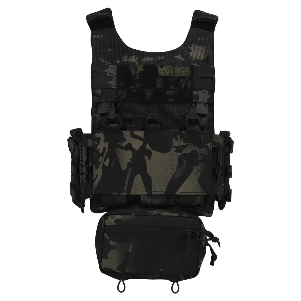 Tactical OTB LV119 Vest Quick Release Cummerbund with Triple 5.56 Mag Pouch Airsoft Hunting Vest Rear Overt Plate Bag