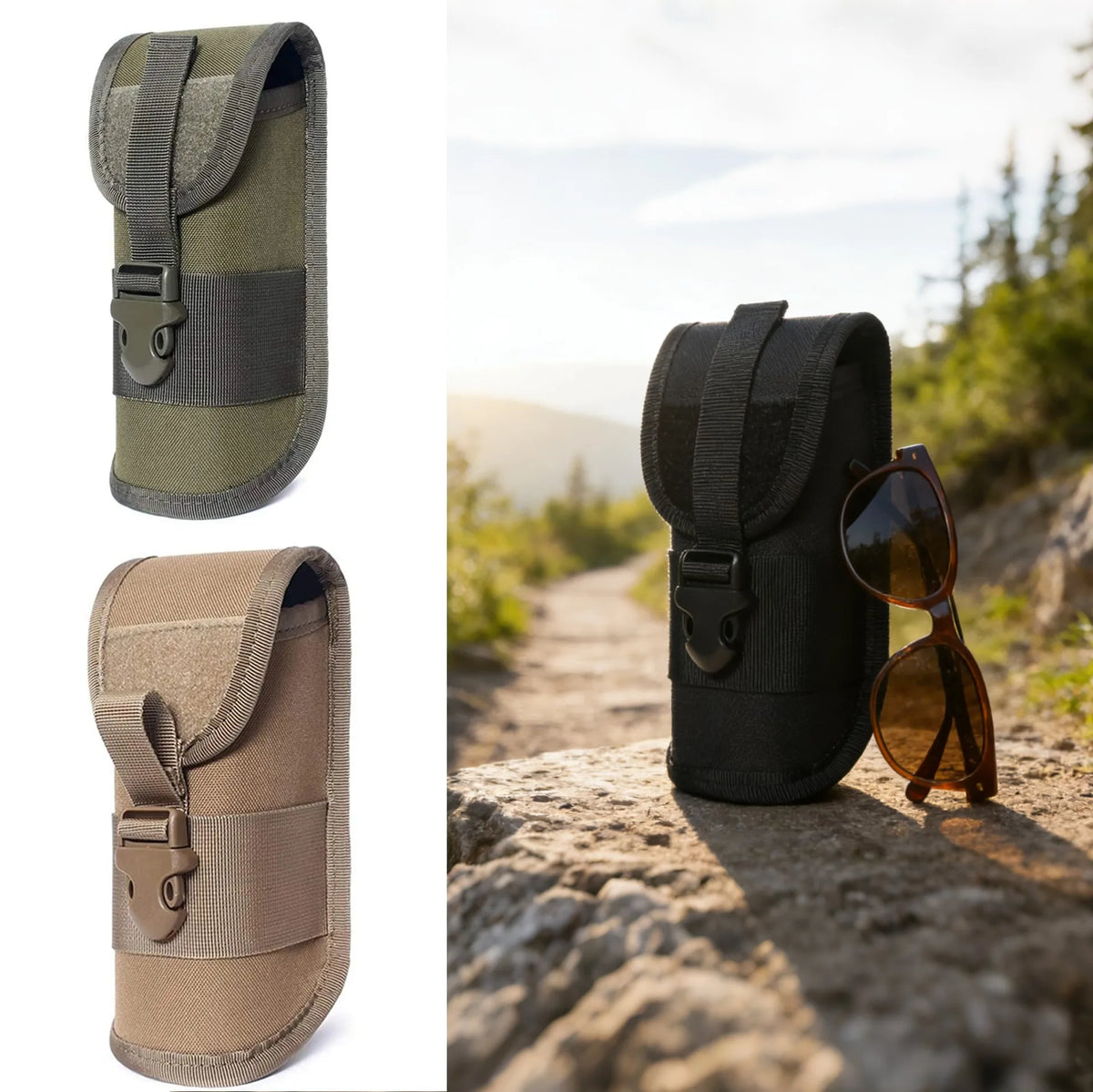 Outdoor hard shell Sunglasses Pouch EDC Molle Glasses Pack Utility Hiking Hunting Accessories Thicken Sunglasses Case
