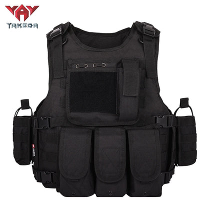 YAKEDA Tactical Vest for Airsoft Paintball Hunting, Adjustable Lightweight with Molle Pouches, Outdoor Protective Gear
