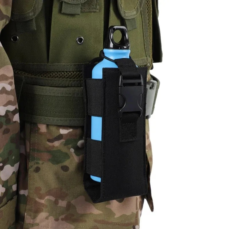 1Pc Tactical Water Bottle Bag Molle Nylon Kettle Pouch Waist Pouch for Outdoor Hunting Hiking Cycling Khaki Green Black