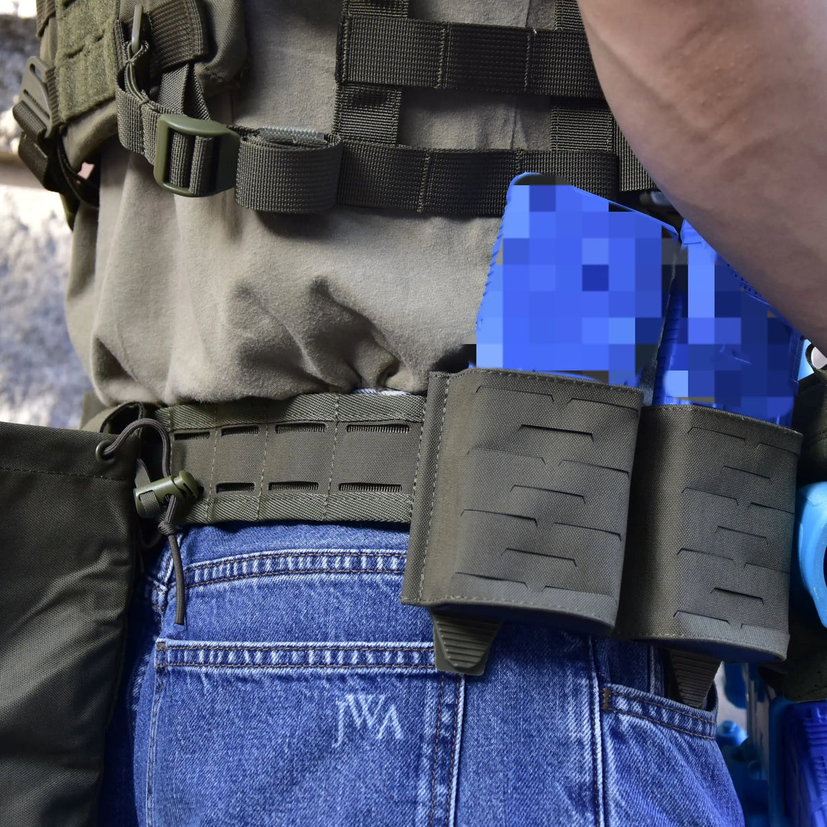 QX Tactical 2+1 Magazine Pouch 5.56 9mm Combo Mag Carrier Laser Cut MOLLE Pouch Elastic Kydex Style Holder Airsoft Gear
