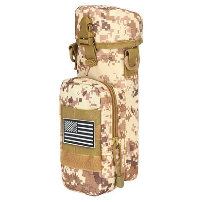 Single shoulder crossbody sports water bottle bag with a detachable cylindrical buckle design and front auxiliary pocket