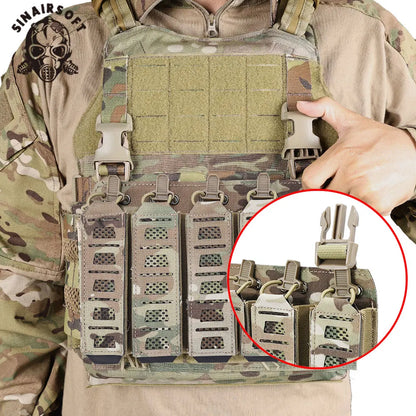 SINAIRSOFT Tactical MP5 MP7 Magazine Pouch With Hook&Loop and Elastic Retention Straps For Vest Chest Rig Accessories