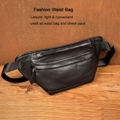 New Fashion Men's Genuine Leather Waist Bag Chest Pack Leather Waist Pack Male Fanny Bag Bum Money Bag MOLLE Belt Bag Pouch