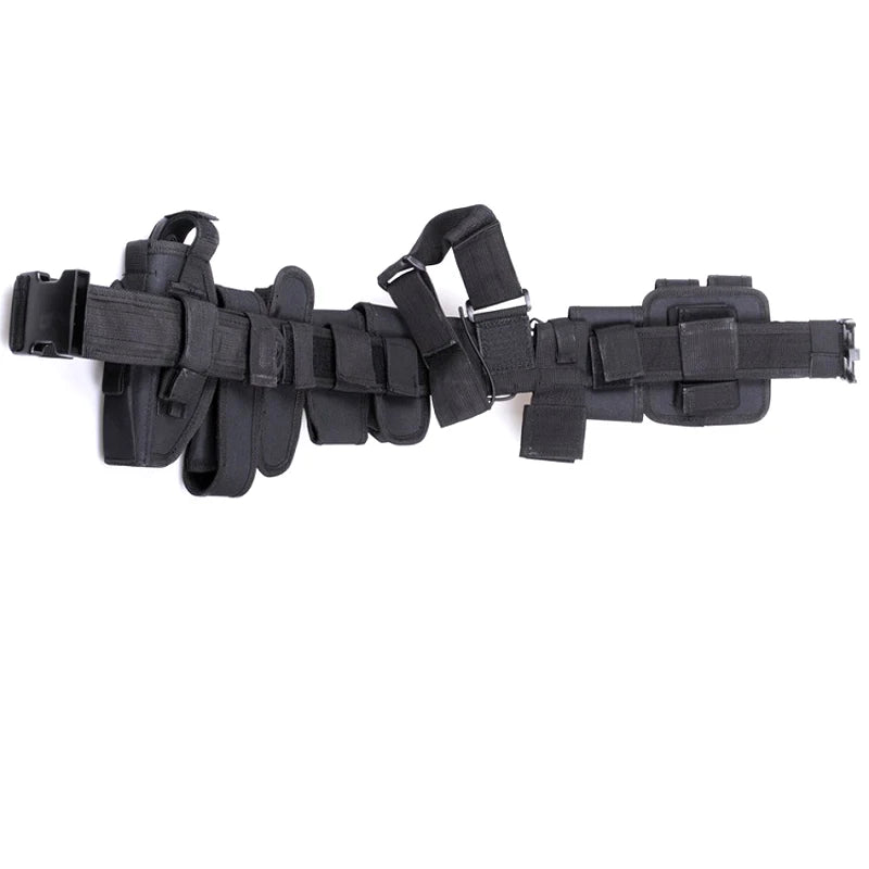Tactical Battle Belt Airsoft Duty Belt Set Adjustable Nylon Military Security Belt Hunting Belt Gun Holster Baton Holder
