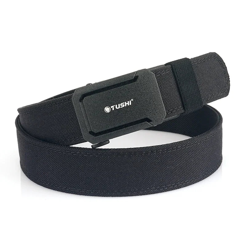 TUSHI New Military Belt for Men Sturdy Nylon Metal Automatic Buckle Police Duty Belt Tactical Outdoor Girdle IPSC Accessories