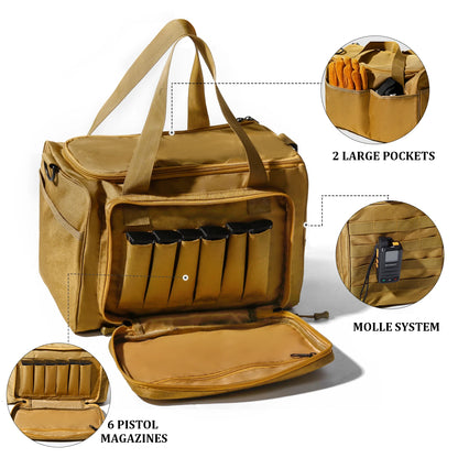 Gun Range Bag Outdoor Hunting Training Shooting Tactical Pistol Gun Case Hiking Camping Large Capacity Handbag