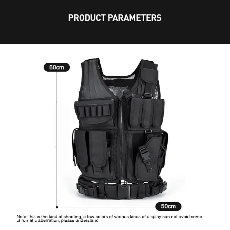 Molle Tactical Vest Combat Body Armor Vests Security Guard Hunting Army Outdoor CS War Game Airsoft Adjustable Training Jacket