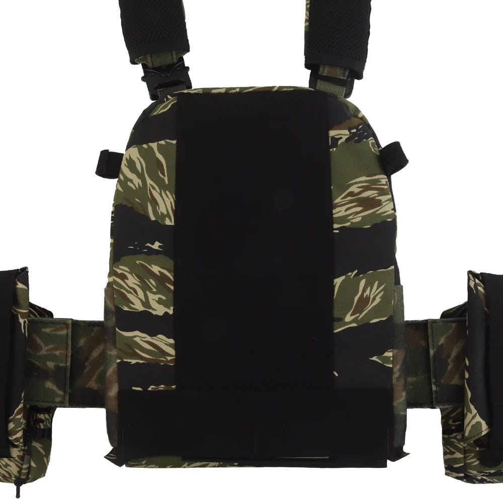 Tactical V5 PC Plate Carrier Set Ferro Style Hunting Plate Carrier Tiger with Elastic Waistband Triple Mag Pouch Airsoft Gear
