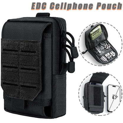 Tactical MOLLE EDC Utility Waist Bag & Cell Phone Pouch Compact EDC Outdoor Gadget Organizer Vest Pack Purse Smartphone Holster