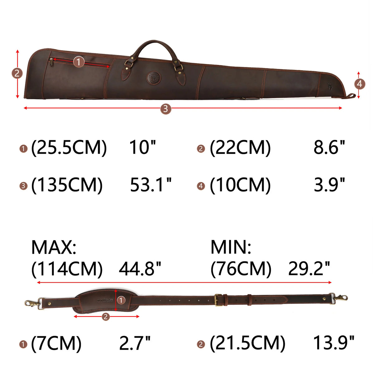 Tourbon Hunting Shooting Shotgun Case Leather Gun Carry Bag Protective Slip Soft Padded with Adjustable Shoulder Strap Brown