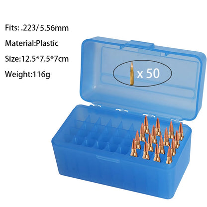 Hunting Bullets Box 7.62x39/.223/9mm 50 Rounds Ammunition Case for Cartridges Storage Ammo Holder Outdoor Shooting Accessories