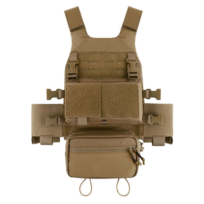 KRYDEX Tactical Vest Low Vis Slick Armor Plate Carrier w/ 5.56 7.62 Mag Pouch Drop Pouch MK3 Micro Fight Chassis Hunting Vest