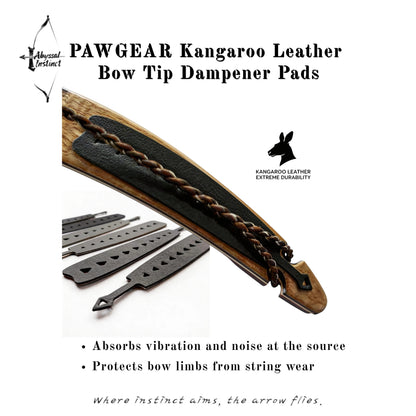 Recurve Bow Limb Dampeners for Hunting - Kangaroo Leather Limb Dampeners to Reduce Noise & Vibration (Pair)