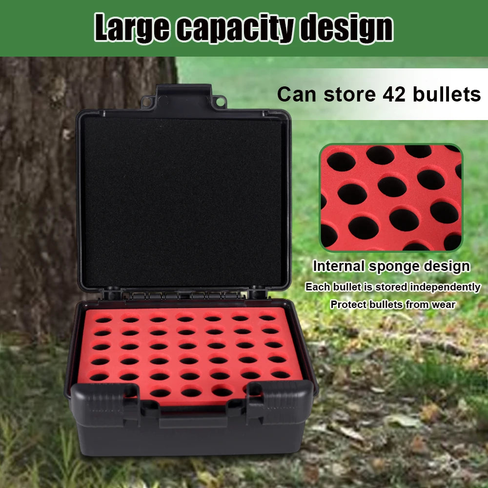 12GA Shutgun Shell Box 42 Rounds Shotshell Case Rifle Ammo Box Hunting Gun Cartridge Case 12 Gauge Bullet Shell Holder Storage