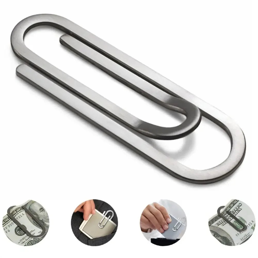 1Pc Stainless Steel Money Clip Minimalist Portable Cash Holder Multi-purpose Travel Waist Backpack Fix Buckle Hunting Accessory