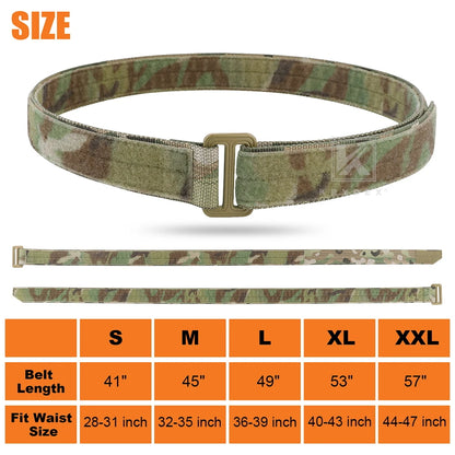 KRYDEX Tactical 1.5" EDC Duty Belt Concealed Carry Base Belt Hook & Loop Inner Belt Men Waist Belt Outdoor Hunting Acessories