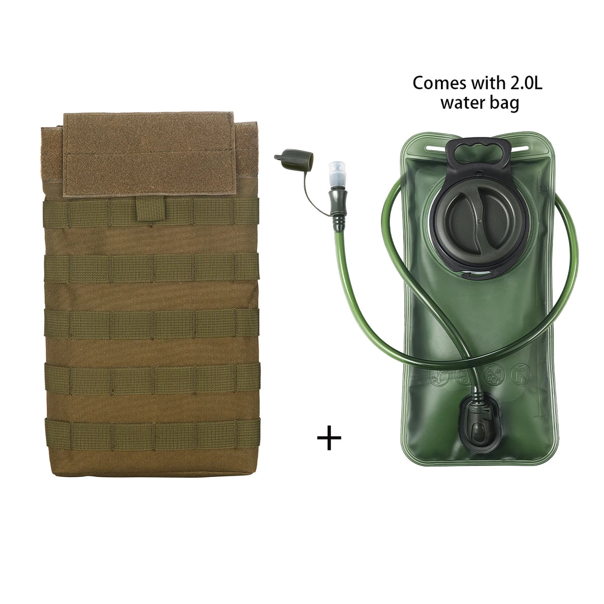 MOLLE Expansion System Accessories Water Bag Pack+2.0L Soft Water Bag Set Large Diameter Rotary Cap Bite Drinking Pipe