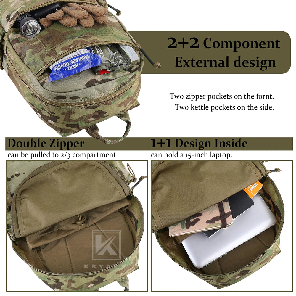 KRYDEX 14L Daypack Outdoor EDC Backpack Tactical Range Pack Travel Hiking Sport Hunting Lightweight Waterproof Backpack Bag