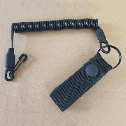 Anti-lost Elastic Lanyard Rope Oxford Spring Safety Strap Gun Rope For Key Ring Chain Flashlight Hunting Accessories