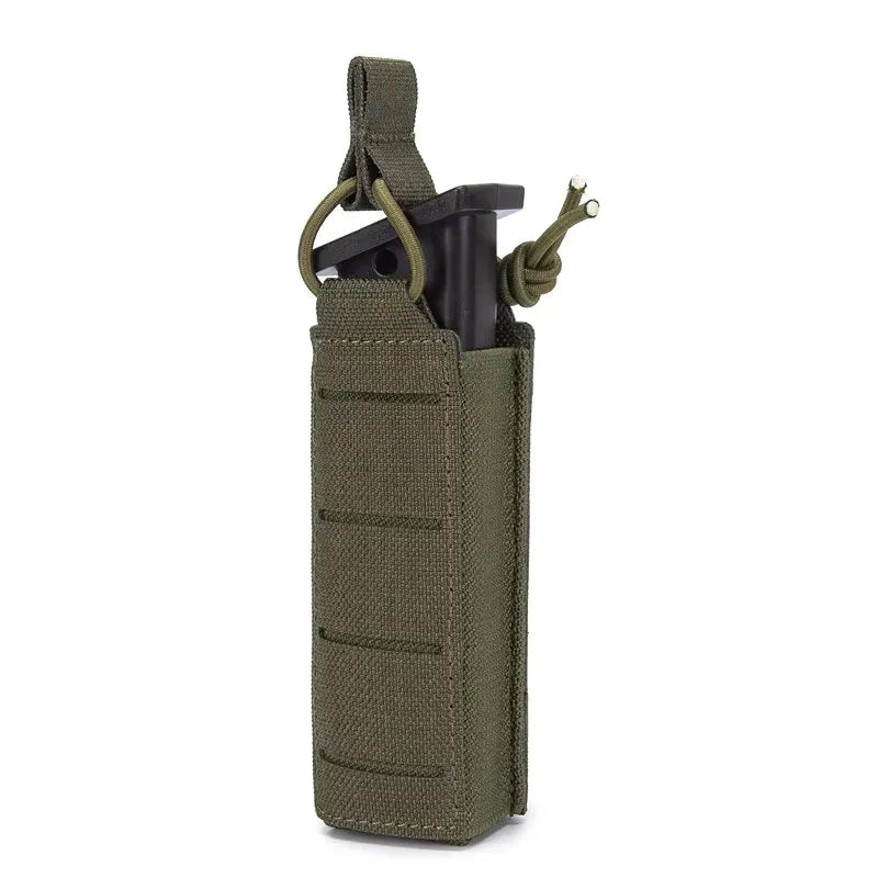 Tactical 9mm Pistol Magazine Pouch Molle Single Mag Carrier Holster Outdoor Hunting Flashlight Torch Holder EDC Tool Waist Bag
