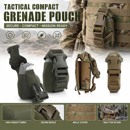 Tactical Compact Grenade Pouch for M67 MOLLE Combat Single Magazine Bag Elastic Hunting Airsoft Training Gear Frag Pouches