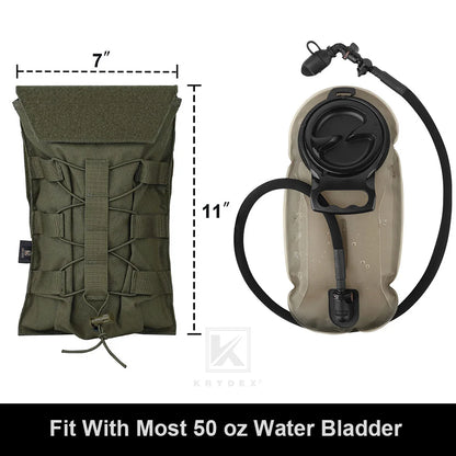 KRYDEX Tactical 50 oz Hydration Carrier Pack MOLLE Pouch Modular 1.5L Water Bladder Bags Outdoor Hiking Camping Accessories