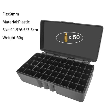 Hunting Bullets Box 7.62x39/.223/9mm 50 Rounds Ammunition Case for Cartridges Storage Ammo Holder Outdoor Shooting Accessories