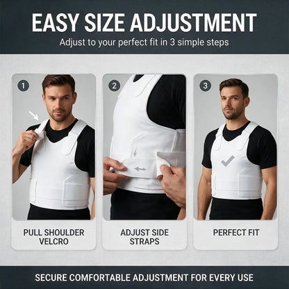 Outdoor hunting vest with white frame and adjustable nylon waistband