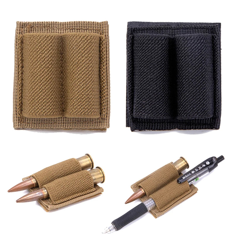 Tactical Patch 2-Round Holder Adhesive 2 Hole Cartridges Hook Loop Patch Hunting Rifles 7.62MM Shotgun Bullet Pouch