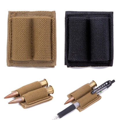 Tactical Patch 2-Round Holder Adhesive 2 Hole Cartridges Hook Loop Patch Hunting Rifles 7.62MM Shotgun Bullet Pouch