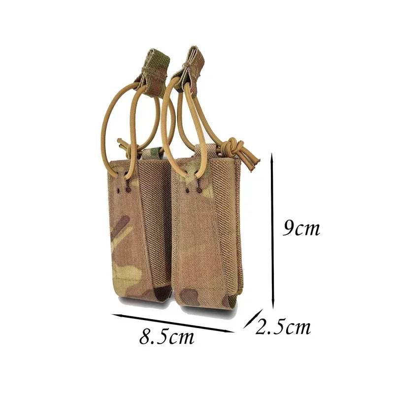 Tactical 9mm Double Mag Bag Airsoft Magazine Pouch Holster Carrier Elastic Sundry Molle Pouch Equipment