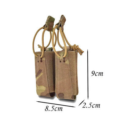 Tactical 9mm Double Mag Bag Airsoft Magazine Pouch Holster Carrier Elastic Sundry Molle Pouch Equipment