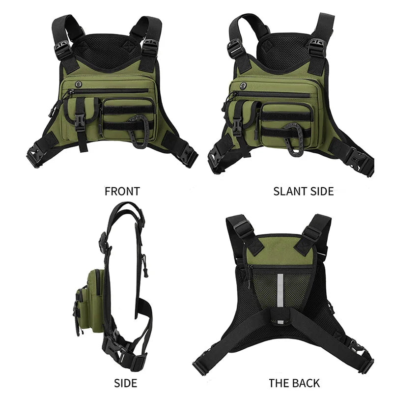 Outdoor Sports Chest Bag Vest Men Women Backpack Multi Pocket Travel Work Front Rig Fanny Pack Running Cycling Tactical EDC Bag
