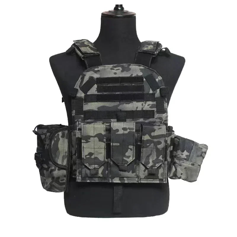 6094 Camouflage Tactical Vest Multi-Functional Plate Carrier Adjustable Combat Hunting Equipment for Men Outdoor Cycling