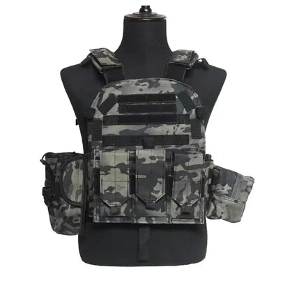6094 Camouflage Plate Carrier Vest Multi-Functional Tactical Hunting Vest Adjustable Men Combat Equipment for Outdoor Cycling