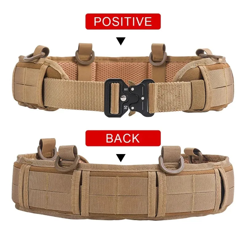 Outdoor Tactical Belt with Waist Pack - Multifunctional MOLLE Design Canvas & Nylon Material Padded Waist for Training/Camping