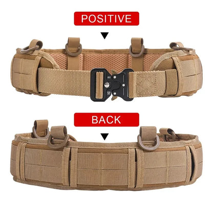 Outdoor Tactical Belt with Waist Pack - Multifunctional MOLLE Design Canvas & Nylon Material Padded Waist for Training/Camping