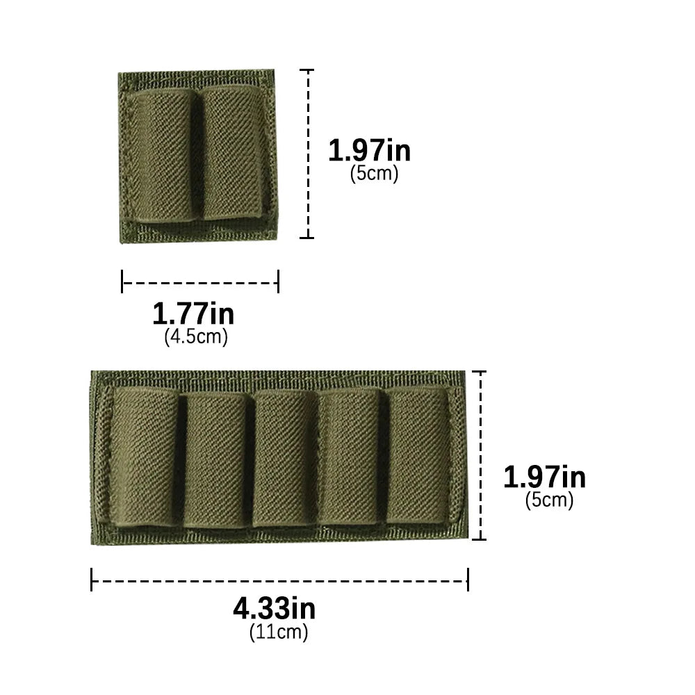 Tactical Patch 2-Round Holder Adhesive 2 Hole Cartridges Hook Loop Patch Hunting Rifles 7.62MM Shotgun Bullet Pouch