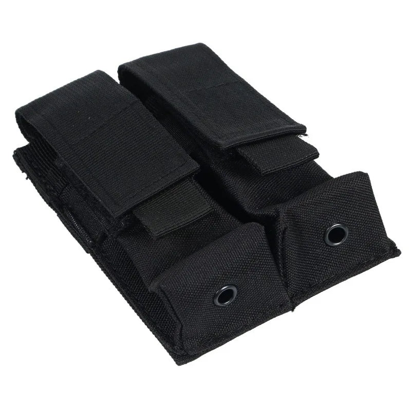 9mm Molle Double Pistol Magazine Pouch Mag Holster Flashlight Holder EDC Tool Waist Bag Vest Pouches Outdoor Hunting Accessories