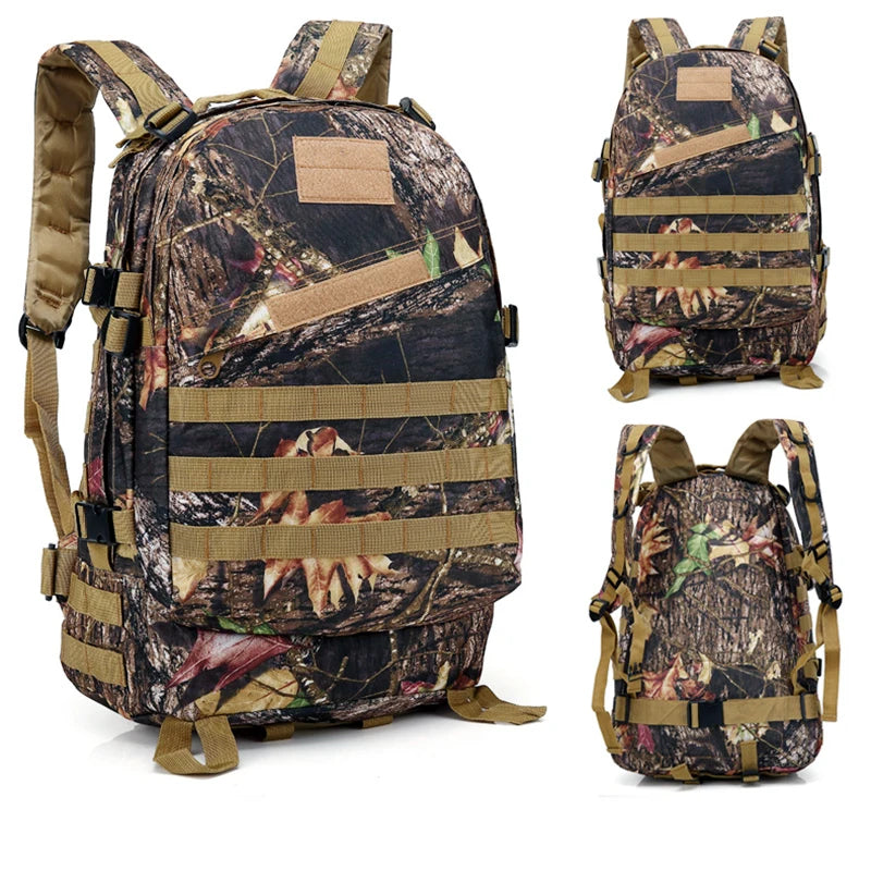 Large Capacity Tactical Camouflage Backpack, Waterproof, Biomimic Molle, Hunting, Mountain Climbing, Fishing, Hiking, 40L