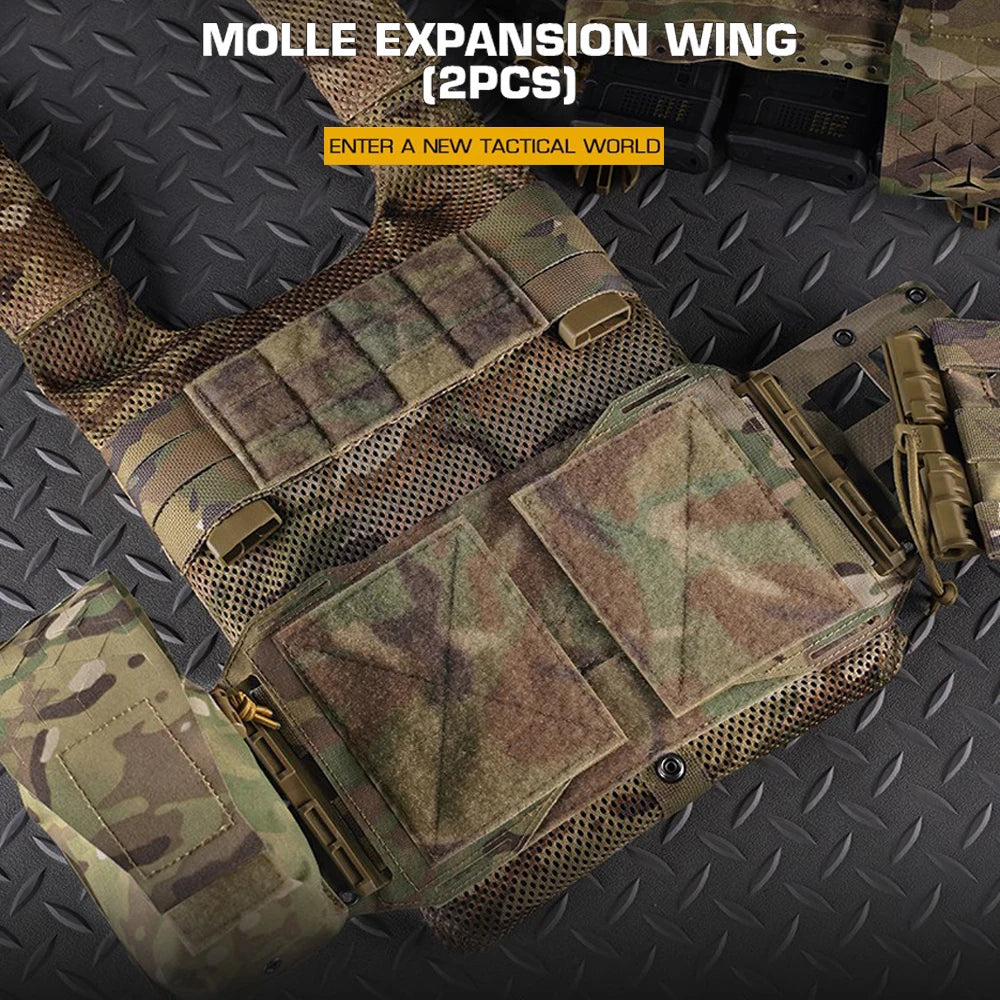 2Pcs LV119 Tactical Vest Plate Carrier MOLLE Expander Wing Radio/556 Mag Pouch Chassis Holder Quick Release Girdle Slide Buckle