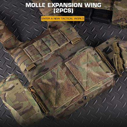 2Pcs LV119 Tactical Vest Plate Carrier MOLLE Expander Wing Radio/556 Mag Pouch Chassis Holder Quick Release Girdle Slide Buckle